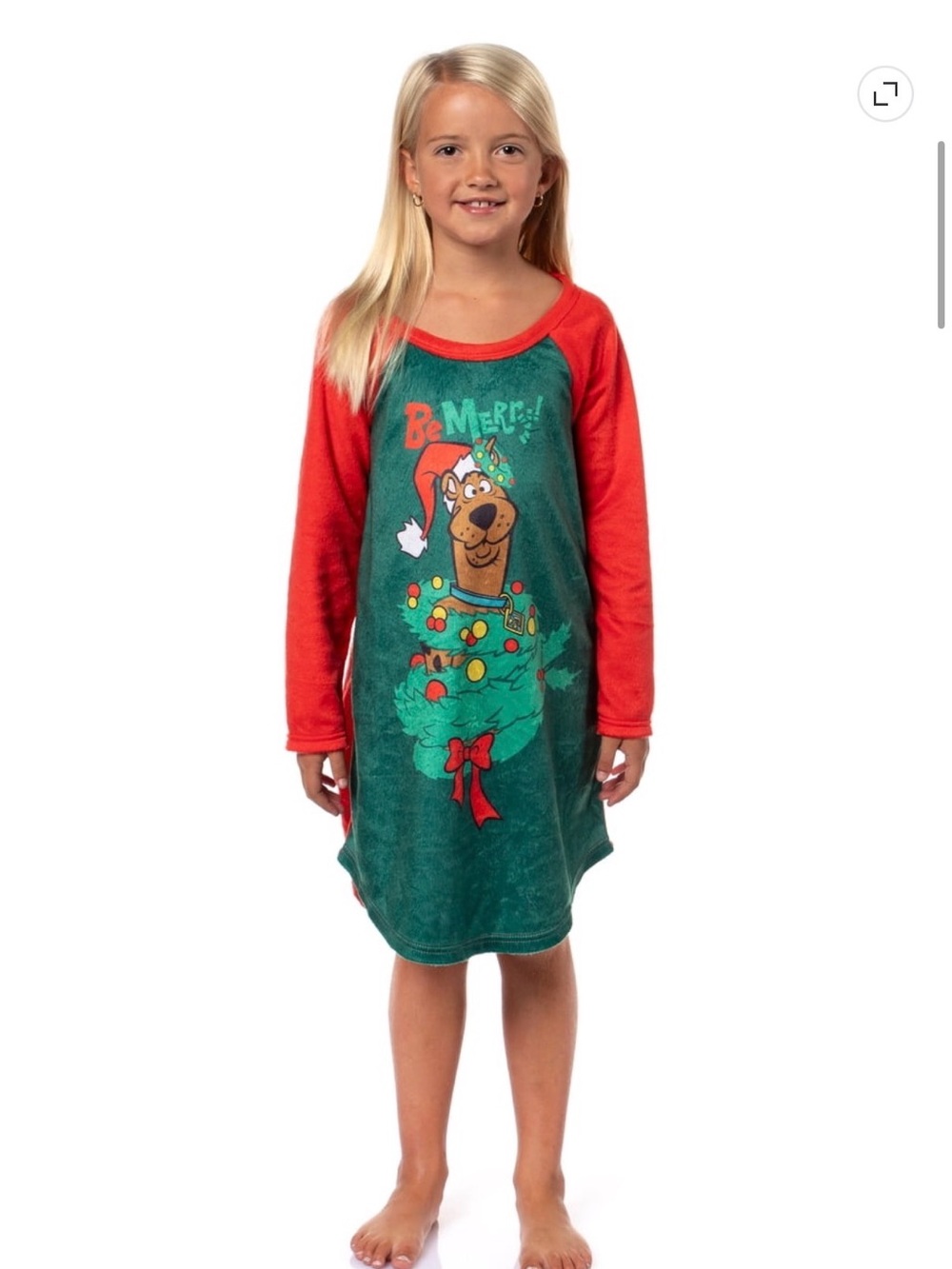PJammY NWT Scooby-doo Girls Christmas Fleece Nightgown 10/12 To Long Sleeve
